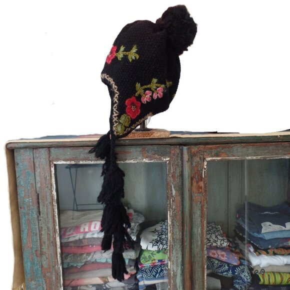 Free People x French Knot Embordered Knit Trapper Hat - Picture 1 of 10